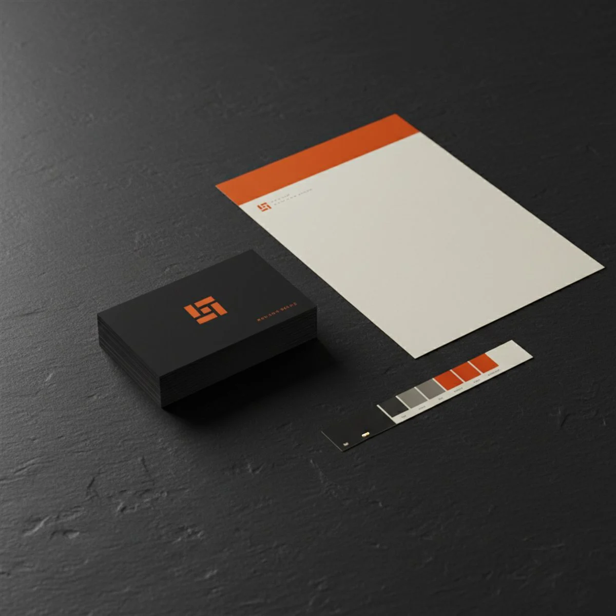 Huisstijl op maat: visitekaartjes en briefpapier met oranje accent