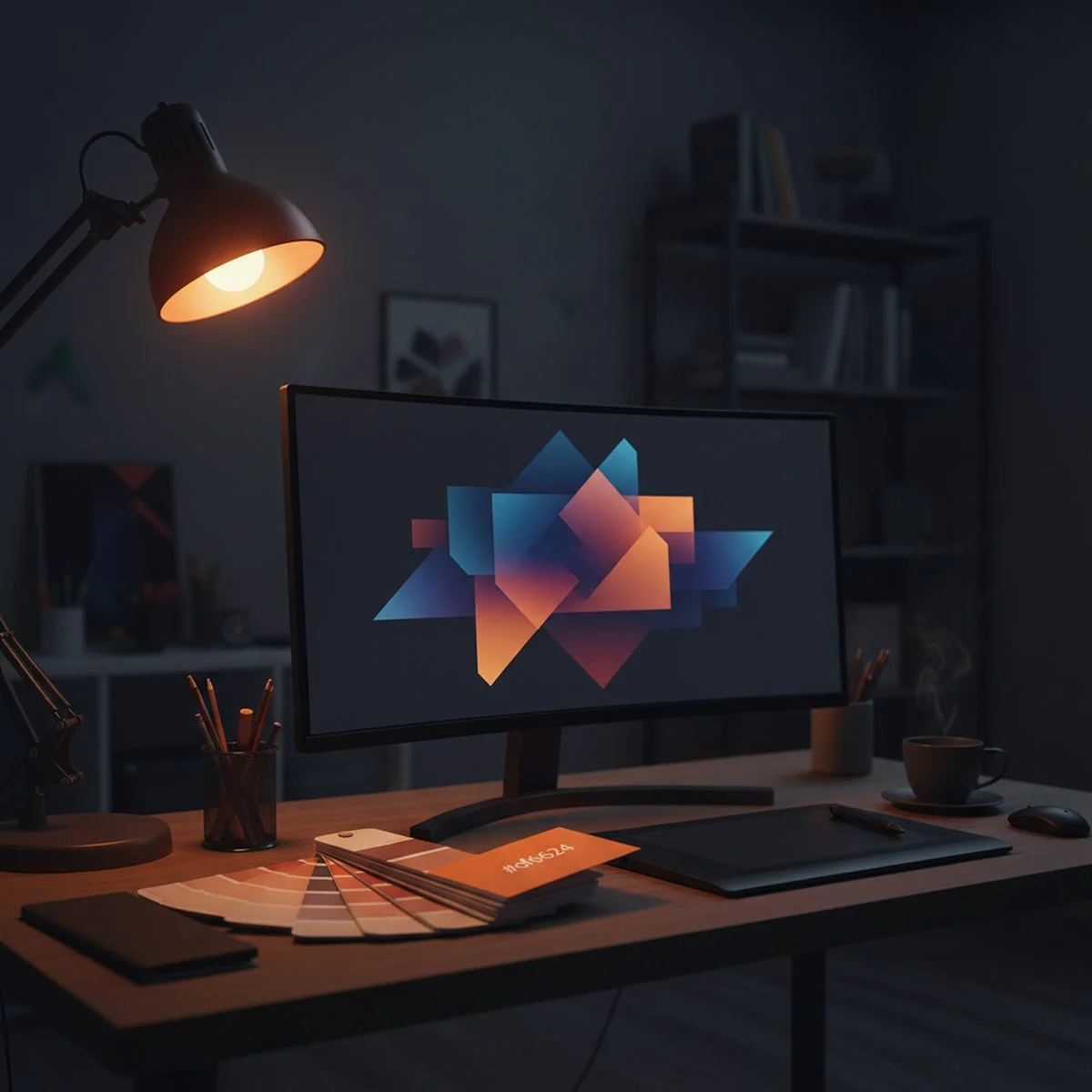 Webdesign werkplek met laptop en schetsen